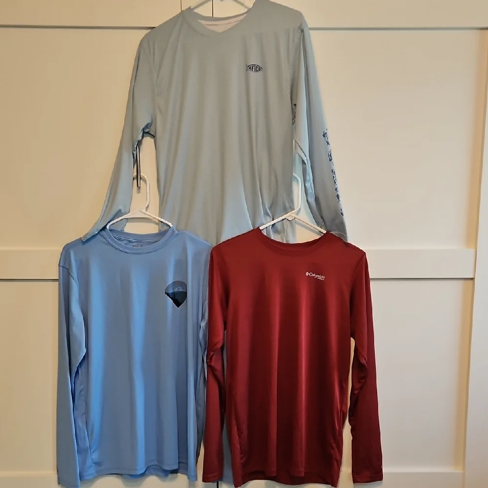 AFTCO Kids Long Sleeve Tees - Light Blue, Blue, and Red - Picture 1 of 10